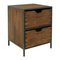 OSP Home Furnishings CMT42-WAL Clermont Storage Cabinet with 2 Drawers in Walnut Finish